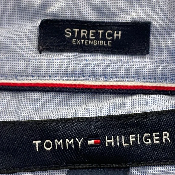 Tommy Hilfiger Men’s Small Button-Down Shirt Navy Yellow Cotton Stretch EUC ✨ - Picture 9 of 15
